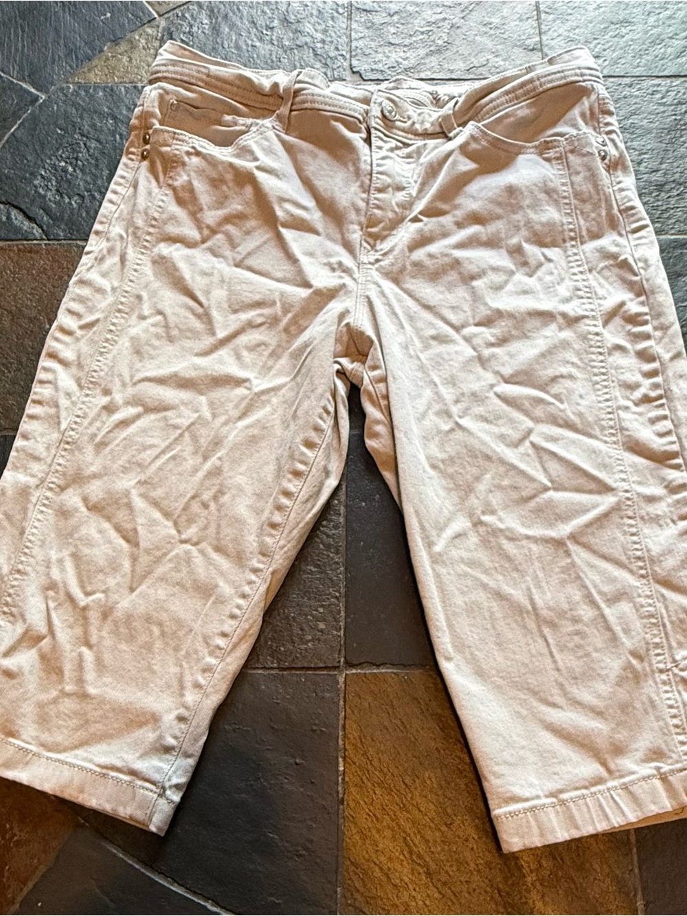 LOFT Beige Cropped Ankle Jeans